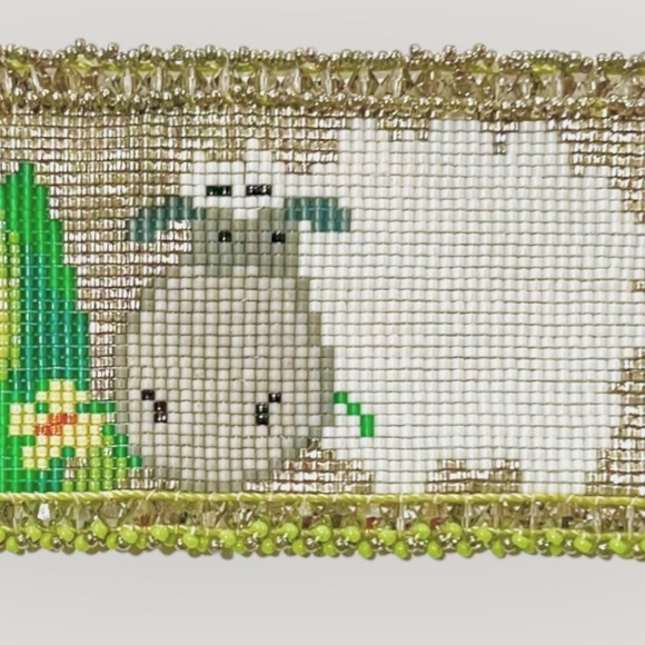 Olive Ewe (I Love You) Handmade Delica Seed Bead Loom Bracelet - Picture 3 of 6